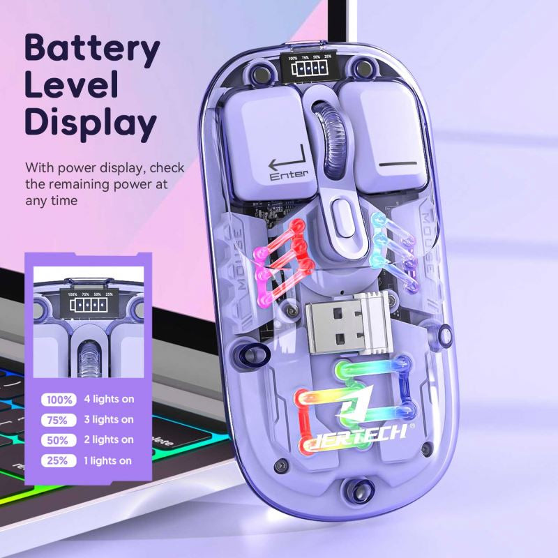 Transparent Dual-mode Rechargeable BT Wireless Mouse